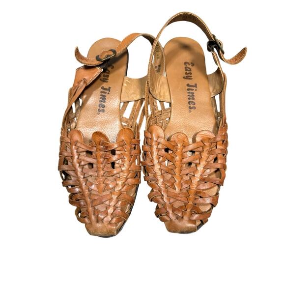Vintage Easy Times Brown Huarache Sandal Slingback Women's Size 7.5 NARROW - Picture 1 of 3